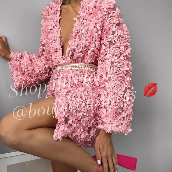 ZARA Floral Textured Coat Pink BNWT - Picture 5 of 12